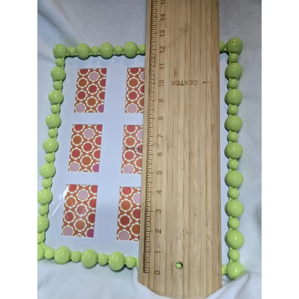 Cynthia Rowley Lime Green Picture Frame Featurine 9 2x3 Cutouts